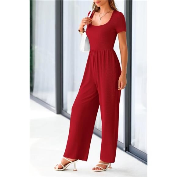 Women's Summer One Piece Jumpsuits Dressy Casual Short Sleeve - Picture 4 of 6